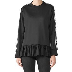 RED Valentino Black Pleated Peplum Sweatshirt